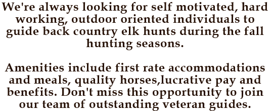 Wanted Back Country Guides for the West Elk Wilderness